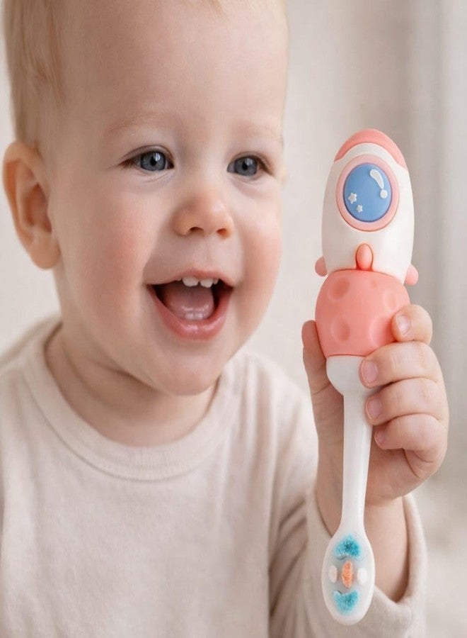 SMILE BABY 3D Cartoon Handle Soft Bristles Toothbrush for Children's with Travel Case 2 To 7 Years (ROKET PINK) - Image 5